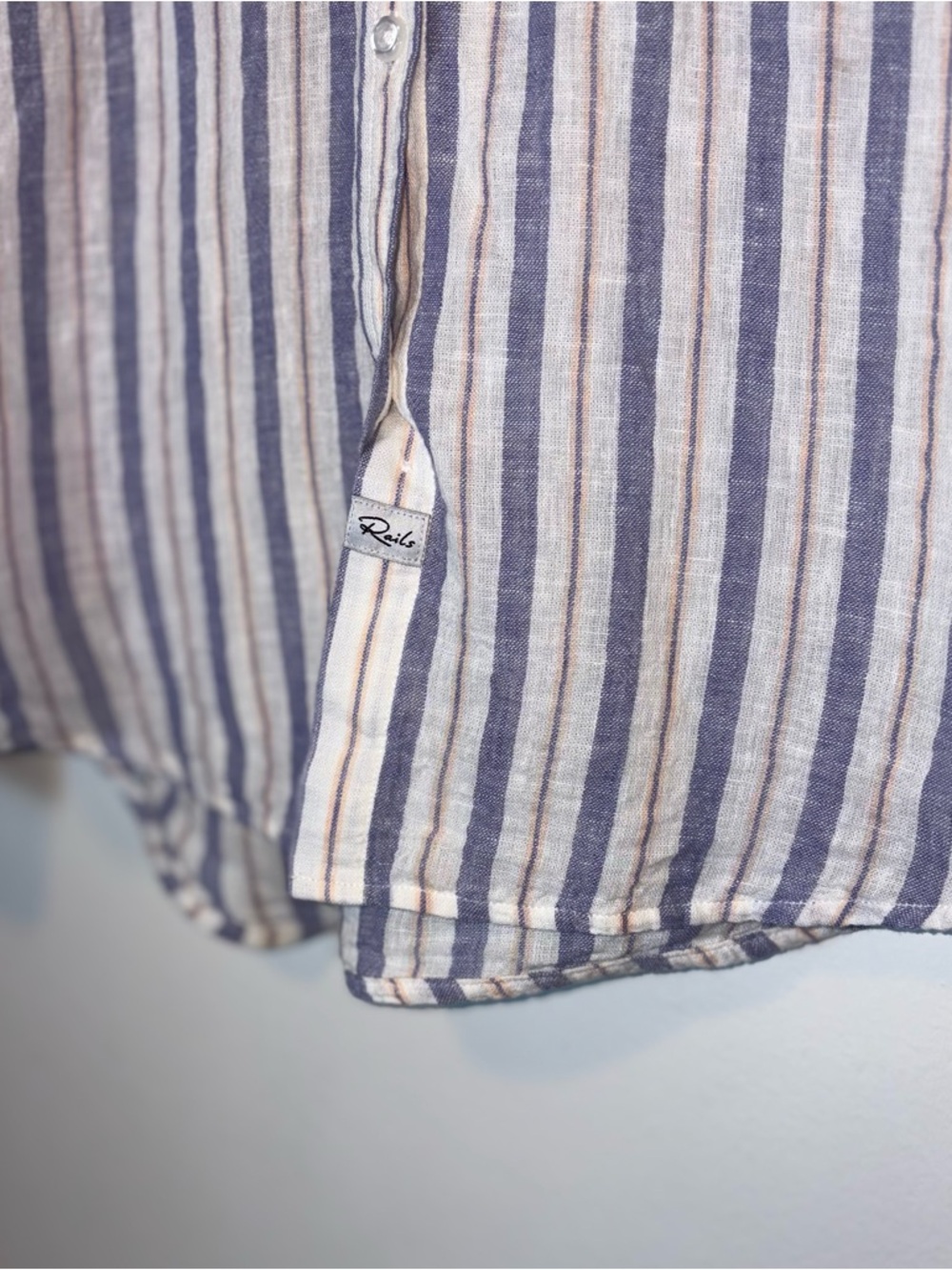 Rails Charli Long Sleeve Linen Semi Sheer Button Down Shirt- Bacara Stripe Sz XS - Picture 9 of 9